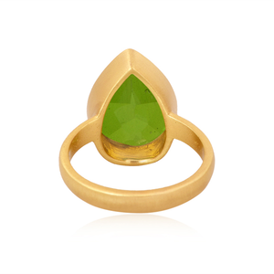 Doublet Peridot <b>Quartz</b> Gemstone Ring 18k Gold Plated Fashion Ring Wholesale Brass Rings Supplier Jewelry Vintage Collection - Product Image 2
