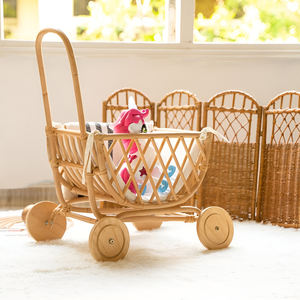 Pas cher prix naturel landau poussettes pour poupées à la main mini poupée chariot poussettes rotin bébé jouet landaus - Product Image 6