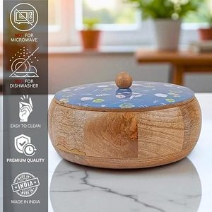 กล่องโรตีทำมือ ภาชนะไม้สำหรับเสิร์ฟจาปาตีสดที่บ้าน กล่องจาปาตีไม้ตกแต่งโดย AALIYAN IMPEX - Product Image 6