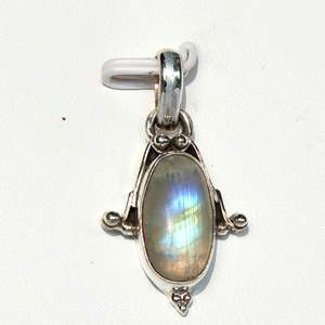 Réglage de la lunette pierre de lune brillante de créateur en argent Sterling 925 collier pendentif unisexe pierres de cristal de guérison naturelles - Product Image 6