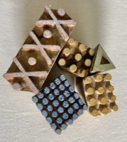 Blok Cetak Tangan Kayu Pola Titik & Geometris Bertekstur |   Blok Kayu Ukir Tangan untuk Cetak Kain, Tanah Liat, Kertas