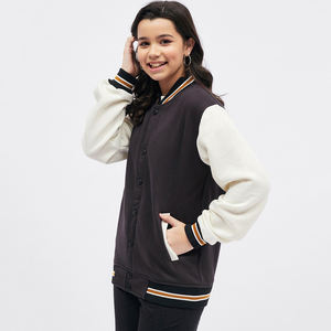 Veste universitaire personnalisée Veste letterman bicolore avec bordure rayée Bomber universitaire surdimensionné décontracté pour Streetwear - Product Image 2