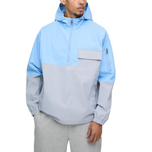 แจ็กเก็ตมีฮู้ดกระเป๋าหน้าอกซิปครึ่งตัวเสื้อแจ็คเก็ตกันลมแฟชั่นหลากสีออกแบบได้ตามต้องการ - Product Image 1