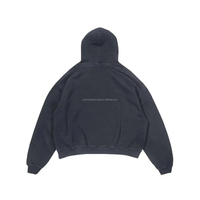 Más vendidos Boxy Fit Cropped Puff estampado gráfico 600G algodón Fleece Stone Wash Black Hoodie Cut and Sew Manufacturing Company