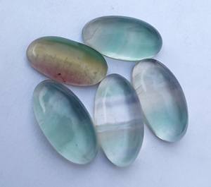 Wholesale Lavira AAA+ Natural Fluorite Cabochon Loose Gemstones Flat Back Black Crystal Quartz Beda Shape Third Party Certified - Product Image 5