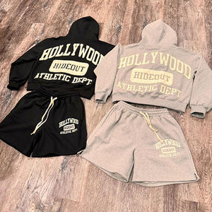 Ensemble short et sweat à capuche personnalisé avec logo d'usine, 100 % coton, décontracté, 2 pièces, pour homme, 2026 - Product Image 6