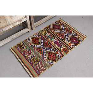 Tapis turc 2x3,4 pieds, petit tapis vintage, tapis en laine camouflage rouge - Product Image 3