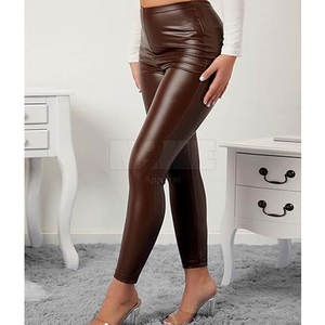 Pantalon en cuir personnalisé pour femmes de haute qualité, taille moyenne, matériau respirant unique de style avant plat pour les soldes d'hiver - Product Image 4