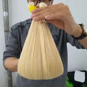Ucuz vietnamca tedarikçiler manikür hizalanmış saç toplu saç ekleme atkı olmadan 20 inç süper çift çizilmiş
