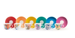 Set di Tazze da Caffè in Porcellana Design Italiano 6 Pezzi |   Design Orientale per Kimono |   Tecnica dell'Applicazione di Decalcomanie |   Lavabile in lavastoviglie, adatto al microonde |   Excelsa - Product Image 3