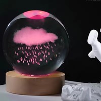 Lampu Malam Grosir 3D Ornamen Kristal Interior Bola Kristal Kecil Lampu Malam Bercahaya Dengan USB