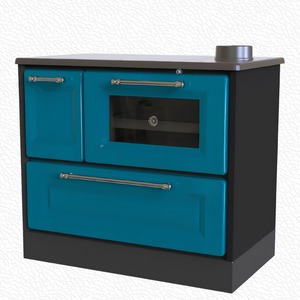 Poêle à granulés de bois noir et blanc avec armoire de rangement, chauffage autonome pour la maison - Product Image 2