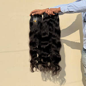 Temple brut indien vierge brut cheveux ondulés brésiliens brut Deepwave fournisseur de cheveux humains naturel Deepwave paquets de cheveux noirs - Product Image 2