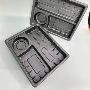 Vente en gros PET Matériau Blister Processus-Personnalisé Jetable Biodégradable Rectangulaire de Qualité Alimentaire Plateaux en Plastique Noir - Product Image 1