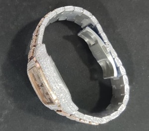 Reloj de Lujo de 41 mm, Acero Inoxidable Antiguo, Cuadrado, con Diamantes Moissanite, Elegante, Estilo Hip Hop, Movimiento Mecánico, Analógico, con Fecha - Product Image 6