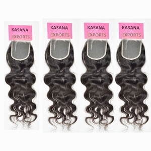 Extensions de cheveux humains vierges indiennes brutes non traitées de haute qualité 4*4 Closure Lace couleur naturelle noire pour femmes, vague profonde - Product Image 4