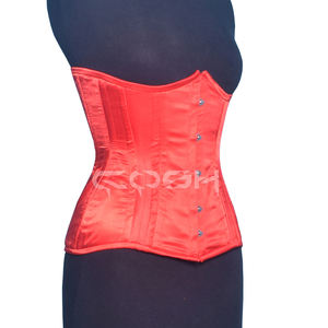 Underbust Steelboned Waist Training Curvy Red Satin Corset - Product Image 6