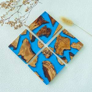 ชุดถาดรองแก้วไม้เรซินเป็นมิตรต่อสิ่งแวดล้อมทำจากเรซินแผ่นรองแก้วทำจากไม้ลายแม่น้ำสำหรับรองแก้วชาอีพอกซีเรซินแบบทำด้วยตนเอง - Product Image 3