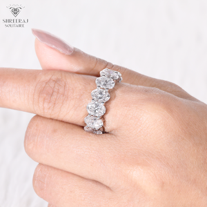 Anillo de Diamantes Ovalados Eternity para Mujer, 6x4 MM (0.50 Quilates), Diamantes Cultivados en Laboratorio, Diseños Personalizados, Anillo de Bodas, Oro Blanco de 14K - Product Image 5