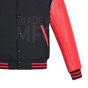 Chaqueta Lettermen con mangas de cuero de fabricante de servicio OEM hecha en Pakistán chaqueta Lettermen con mangas de cuero de alta calidad - Product Image 4