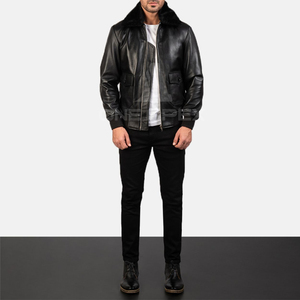 Vente en gros de vestes en cuir à fermeture éclair dernier cri pour homme Vêtements d'extérieur Veste en cuir véritable imperméable de style urbain - Product Image 5