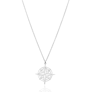 Collier avec pendentif en forme de boussole, design simple, fabrication artisanale turque, bijoux en argent sterling 925 en gros - Product Image 3