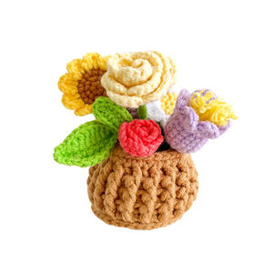 Wholesale Handmade Crocheted Wool Cute <b>Mini</b> Flower Basket for Car Decoration & Office <b>Desk</b> Decor All Ages - Product Image 2