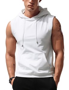 <b>Mens</b> gym <b>sleeveless</b> <b>hoodie</b> fitted workout training wear for bodybuilding fitness streetwear active - Product Image 4