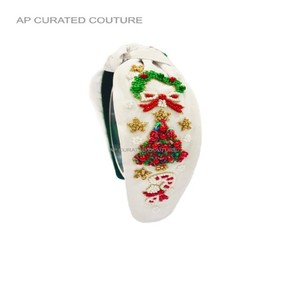 Obsessed With Glittering Ornaments Christmas <b>Headband</b> Collection Indian Manufactured Hand Embellished Top Knotted Hair Ornament - Product Image 3