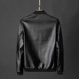 Chaquetas de cuero para hombre de talla grande de invierno, chaqueta informal de piel sintética con cremallera de Color sólido para hombre - Product Image 2