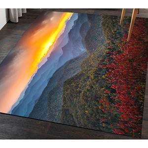 Alfombra con Vista a la Montaña al Atardecer: Decoración Rústica, Apta para Mascotas, Alfombra de Chenilla - Product Image 5