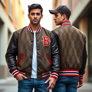 Chaqueta universitaria fabricada en Pakistán con mangas de tela de algodón, logotipo personalizado, disponible en todos los tamaños, proveedor OEM, buen precio, venta al por mayor - Product Image 1