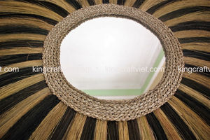 Minimalist Decorative Grass Broom <b>Vintage</b> Rustic <b>Mirror</b> Wall Hanging Round Custom Size Vietnam KING CRAFT VIET - Product Image 2