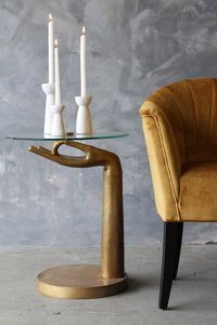 Bàn Kim Loại Phong Cách Báo đốm Hình Dạng Bàn Cà Phê Với Gương Top Trang Trí Bên Bảng Kim Loại Vòng - Product Image 3