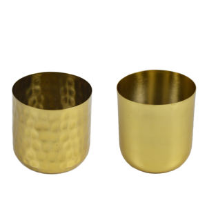 Deux pots de bougie différents de concepteur avec le pot de cire de conception en métal de fer de qualité originale bougie votive de conception de finition polie brillante - Product Image 1