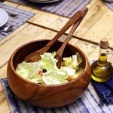 Bol à salade en bois naturel bol de service rond vaisselle en bois pour collations aux fruits servant au prix de gros - Product Image 5