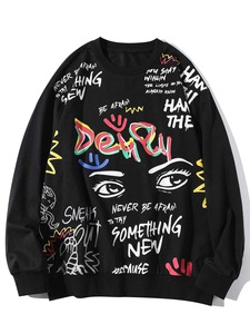 เสื้อฮู้ดพิมพ์ลายสำหรับทุกเพศ,เสื้อลำลองผ้าคอตตอนออร์แกนิกทรงหลวมขนาดใหญ่พิเศษพิมพ์ลายแบบลำลอง - Product Image 4