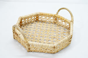 Plateau octogonal en rotin de qualité supérieure Vietnam stockage naturel tissé à la main plateau de service de fruits en osier pour pièce maîtresse de mariage plateau de vente chaude - Product Image 4