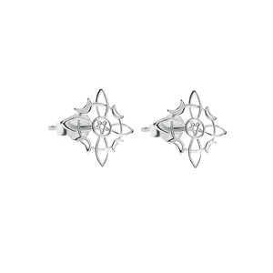 Ciondolo Ipoallergenico in Argento Sterling 925 da 13mm, Nodo della Strega con Lunari, 1 Unità, Placcato Rodio Oro Rosa Platino, Charm con Pietra Principale in Opale - Product Image 1