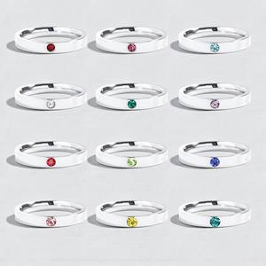 925 Sterling Silver Ring - 3mm Round Cut Colorful CZ Solitaire Promise Ring- <b>Minimalist</b> Stackable Band - Product Image 2