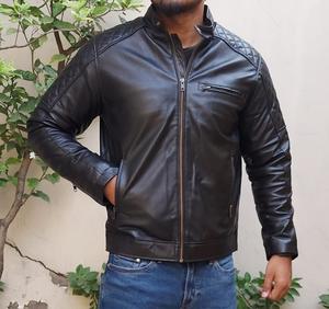 Chaqueta de cuero genuino de primera calidad para hombres con costuras fuertes de acabado suave y ajuste cómodo diseñado DE LA India - Product Image 3