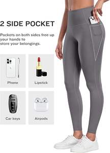 Paquete de 6 mallas de Yoga de cintura alta suaves y ecológicas para mujer, pantalones de entrenamiento transpirables, cintura elástica, patrón sólido, barriga frontal - Product Image 2