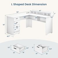 Bureau de travail à domicile en panneaux de bois avec tiroirs de rangement, table d'ordinateur moderne pour le travail et l'étude, et chaise – Escritorio Blanco
