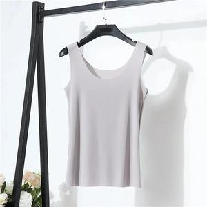 Invisible Seamless Ice Silk Modal Strap <b>Vest</b> <b>Women</b> Summer Thin round Neck Sleeveless Pure Color Base <b>Top</b> Female Fashion - Product Image 6