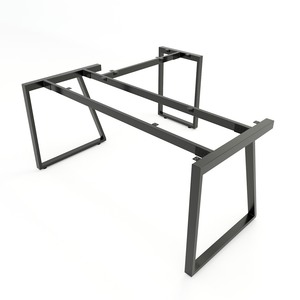 HCTH019 Pieds de table en fer robustes Trapeze II Concept 160x150, design industriel pour salle à manger et usage hospitalier, assemblage requis - Product Image 1