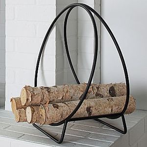 Estante de leña personalizable con recubrimiento de polvo negro de hierro de alta resistencia para chimenea, decoración moderna para el hogar, soporte de almacenamiento de madera - Product Image 2