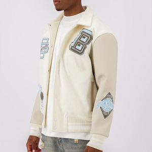 Manufacturer Custom Chenille <b>Patches</b> Embroidery Fleece Baseball Homme Leather Sleeves Letterman Winter Leather Varsity Jacket - Product Image 5