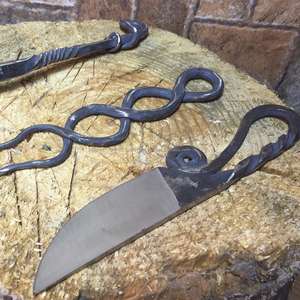 Juego de cubiertos de productos medievales de herrero forjado a mano, retorcidos de 3 piezas Juego de cubiertos, cubiertos vikingos, cuchillo, cuchara, juego forjado a mano - Product Image 3