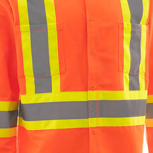 Custom Safety Construction <b>High</b> Visibility Fluorescent Polyester Long Sleeve Reflective Unisex Work Polo <b>T</b> <b>Shirts</b> for Workwear - Product Image 5