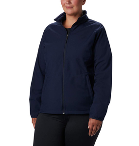 Chaqueta de Forro Polar Azul Marino para Mujer, Cierre Completo, Cuello Alto, Casual, Resistente al Viento, para Otoño, Corte Regular, Material de Poliéster - Product Image 1